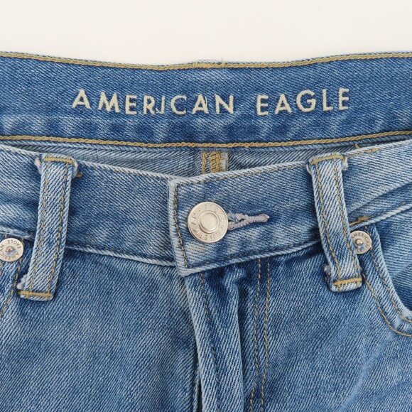 American Eagle Womens 4 Mom Jeans Blue Distressed Destroyed Denim Pants Cotton - Picture 9 of 14